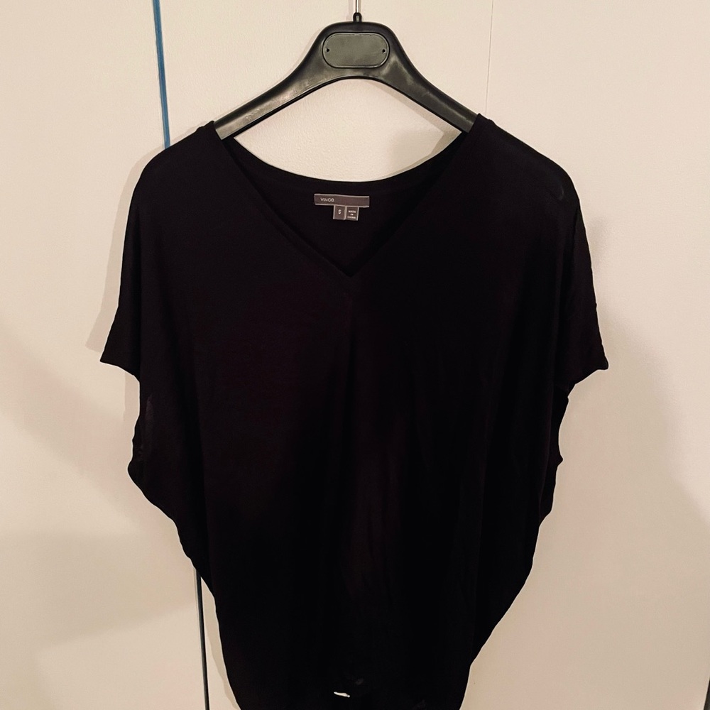 Vince Black V-Neck Short Sleeve Top